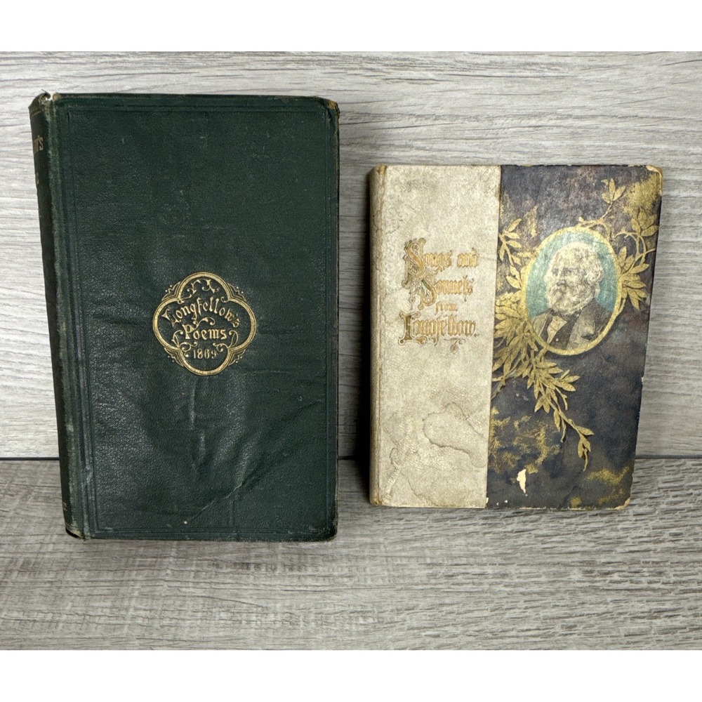 Antique Henry Wadsworth Longfellow Poetry Books Lot 2 Illustrated 1869 1881